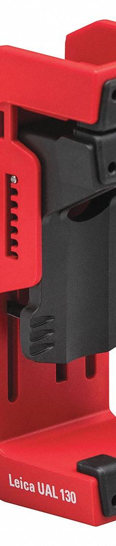 LEICA LINO Wall Mounting Adapter: Red, Mount Clamp, 3 15/16 in Overall Ht, 3 9/16 in Overall Wd (MPN UAL 130). Key specifications — attr935972: LEICA LINO; attr937993: Mount Clamp; attr940214: Red; attr940217: Leica Twist 250; attr940218: Laser Levels; attr940223: Plastic.