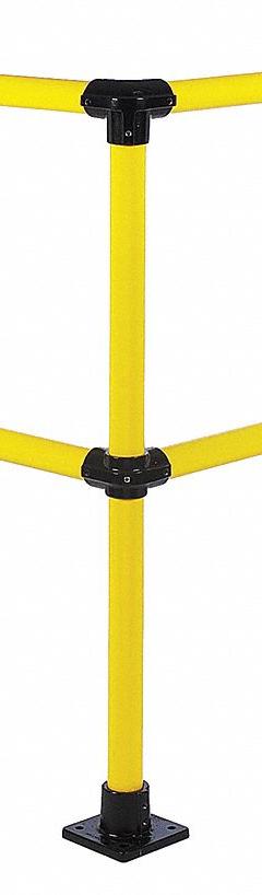 HOLLAENDER Corner Connector: 1 7/8 in Overall Dia, 42 in Overall Ht, 8 ft Overall Dp, Corner Kit (MPN 50121). Key specifications — Product Type: Corner Kit; Brand: HOLLAENDER; Color: Yellow; Handrail Shape: Round; Material: Steel.