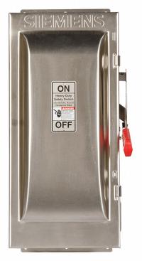 SIEMENS Safety Switch: Fusible, 100 A, Three Phase, 600V AC, 316 Stainless Steel, Indoor/Outdoor (MPN HF363SS). Key specifications — Brand: SIEMENS.