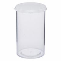APPROVED VENDOR Vial with Cap: Sample, Polystyrene, 92.42 mL, 46.04 mm Body Dia, Non-Sterile, Round (MPN VIAL-25C-10). Key specifications — Sub-brand: plastic vials; Self-Standing: Self-Standing; Brand: APPROVED VENDOR; Vial Type: Sample; Body Color: Colorless; Includes Closure: Yes; Bottom Shape: Round; Thread Location: External.