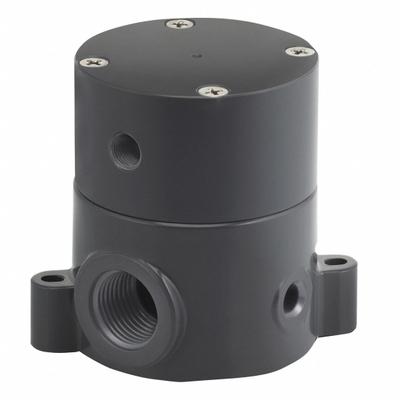 PLAST-O-MATIC Pneumatically Actuated Diaphragm Valve: 1/4 in, Polypropylene, 3-Way - 3-Way, Plastic Pneumatically-Actuated Diaphragm Valves