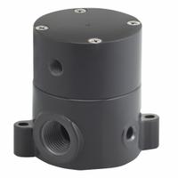PLAST-O-MATIC Pneumatically Actuated Diaphragm Valve: 1/4 in, Polypropylene, 3-Way, FNPT x FNPT (MPN BSDA025T-NC-PP). Key specifications — Diaphragm Material: PTFE; Actuator Operation: Air to Spring; Connection Gender - Side 1: Female; Connection Gender - Side 2: Female; Connection Type - Side 2: NPT; Brand: PLAST-O-MATIC; For Media: Corrosive Chemicals; Diaphragm Valve Type: 3-Way.