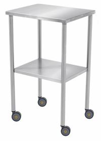 Instrument Table: 16 in Overall Wd, 34 in Overall Ht, 20 in Overall Lg, Stainless Steel, Silver (MPN 7830MR). Key specifications — Brand: BLICKMAN; Caster Type: Swivel; Countertop Material: Stainless Steel.