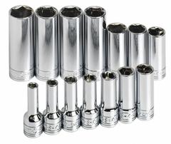 SK PROFESSIONAL TOOLS Socket Set: 3/8 in Drive, 14 Piece, 12-Point, Metric, 6 mm to 19 mm (MPN 1854). Key specifications — attr1224269: 3/8 in; attr1204685: Not Tether Capable; attr1204650: 6 mm to 19 mm; attr1204673: Socket Bits Not Included; attr1204688: SK PROFESSIONAL TOOLS; attr1224230: Friction; attr1206170: Deep Sockets.