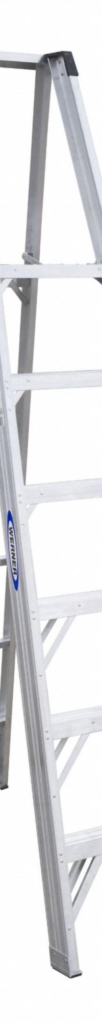 WERNER Platform Stepladder: 6 ft Ladder Size, Aluminum, 375 lb Load Capacity, 34 lb Wt (MPN P406). Key specifications — Brand: WERNER; Included Features: Guard Rail.
