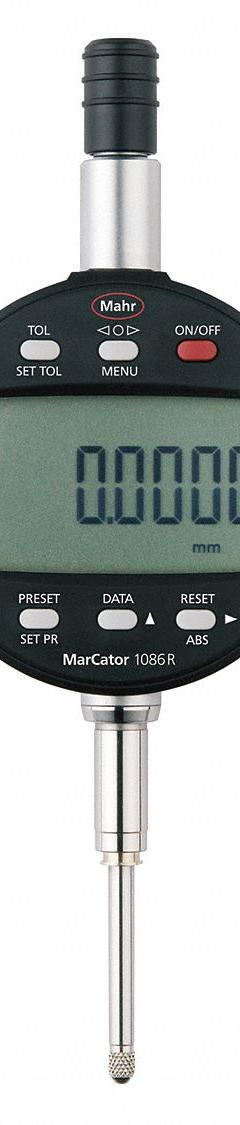 MAHR Digital Indicator: 0 in to 1 in /0.001 mm to 25 mm, Inch/Metric, 0.002 mm Accuracy, IP42 (MPN 4337621). Key specifications — attr1184065: MAHR; attr1184072: 0.002 mm; attr1184084: 58 mm.