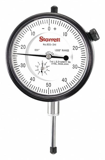 STARRETT Dial Indicator - Lug Back: 0 in to 1 in, Inch, Plunger, 0.001 in Accuracy - Balanced Reading Back Lug Dial Indicators