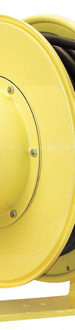 KH INDUSTRIES Extension Cord Reel: Constant Tension or Ratchet Lock, 50 ft Cord Lg, 14 AWG, SOOW (MPN RTFD3L-WW-B14K). Key specifications — Retractable Cord Ending NEMA Configuration: Bare Wire; Voltage: 600V AC; Brand: KH INDUSTRIES.
