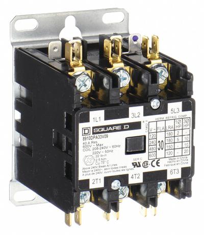 SQUARE D Definite Purpose Magnetic Contactor: 3 Poles, 208-240V AC, 30 A - Non-Reversing Definite Purpose Contactors