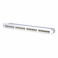 METZ CONNECT Patch Panel: Rack, Anodized Aluminum, RJ45, 180° Mounting Angle, 24 Ports, Unequipped (MPN 130855C-E). Key specifications — Housing Material: Anodized Aluminum; Includes Connector: Unequipped; Mounting Type: Rack; Product Type: Patch Panel; Connector Color: Silver; Connection Type: RJ45.