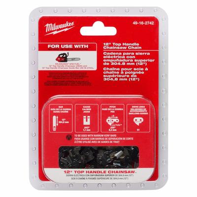 MILWAUKEE Chainsaw Chain: 12 in Compatible Bar Lg, 0.325 LP, 0.04 in Gauge