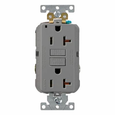 LEVITON Plugs and Receptacles: Duplex, 5-20, Gray, GFCI, 125V AC, 20 A - General Purpose Receptacles