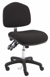 Ergonomic Chair: Fabric, Armless, Ht Range 17 in to 22 in, 21 1/2 in Seat Wd, 19 in Seat Dp, Black (MPN WNS-DFB-TLC-WW-BLACK). Key specifications — Foot Support: No; Back Tilt Backward: 80°; Back Tilt Forward: 105°; Base Material: Nylon; Brand: BENCHPRO; Product Type: Ergonomic Chair; ESD-Safe: Not ESD Safe; Seat Tilt Backward: 10°.