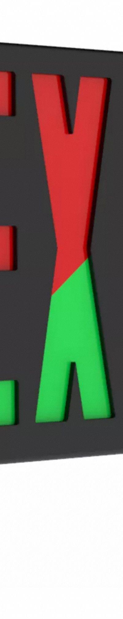 COMPASS Lighted Exit Sign: Emergency Battery Backup, LED, Black, Red/Green, 1 or 2 Faces - Plastic Lighted Exit Signs