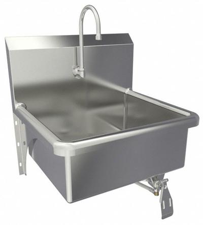 SANI-LAV Hand Sink: 1 Stations, 9 in Bowl Dp, 20 in Bowl Lg, 17 in Bowl Wd, Faucet Included - One-Station Wall-Mounted Hand Sinks with Faucets