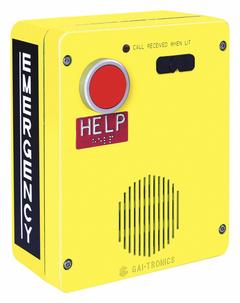 HUBBELL GAI-TRONICS Emergency Telephone: Surface Mount, Emergency and Public Access Phones, Plastic (MPN 393-710). Key specifications — Product Type: Emergency Call Boxes; Manufacturer Part Number: 393-710; Color: Yellow; Brand: HUBBELL GAI-TRONICS; Features: Real-Time Alarm Reporting; Includes: Emergency Push Button; Material: Plastic; Mounting Location: Surface.