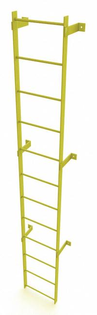 TRI-ARC Ladder,Steel,Standard Fixed,12-Rung: 12 ft Overall Ht, 25 in Overall Wd, Steel, 12 Rungs (MPN WLFS0112-Y). Key specifications — Brand: TRI-ARC; Number of Sections: 1.