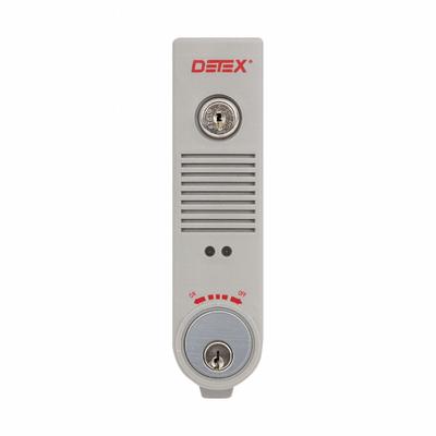 DETEX Weatherized Exit Alarm: 9 V DC, Mortise, Gray, Plastic, Horn - Standard Door Alarms