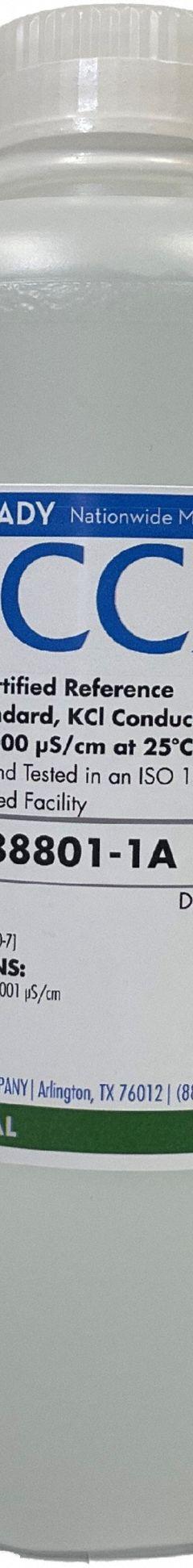 VERISPEC Conductivity Calibration Solution: Lab, 500 mL Volume, Liquid, 250 uS/cm, Plastic, Std, 1 (MPN RV588730-500A). Key specifications — Brand: VERISPEC; CAS Number: 7732-18-5; Chemical Family Type: Standard; Chemical Grade: Lab; Concentration: 250 uS/cm; Container Material: Plastic; Container Type: Bottle; Form: Liquid.