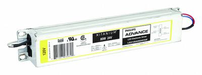 ADVANCE Driver: Class 2, 80 W Max. Power Output, 120V AC, 24V DC, 0.80 to 3.30 A - Constant Voltage Drivers