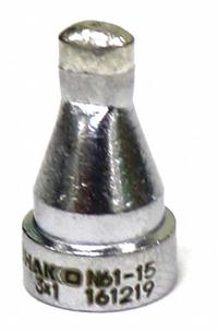 HAKKO Nozzle: Oval, 4.8 mm W, For Use With FR-301/4101/4102/4103/4104 (MPN N61-15). Key specifications — Brand: HAKKO; Manufacturer Part Number: N61-15.