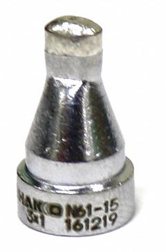 HAKKO Nozzle: Oval, 4.8 mm W, For Use With FR-301/4101/4102/4103/4104 (MPN N61-15). Key specifications — Brand: HAKKO; Manufacturer Part Number: N61-15.