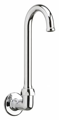 CHICAGO FAUCETS Spout: Spout, Gooseneck, Swivel Spout, Brass, Polished Chrome, 1.5 gpm Flow Rate (MPN 629-FCABCP). Key specifications — Includes: Mounting Hardware; Product Type: Spout; Spout Style: Swivel; Body Material: Brass; Color/Finish: Polished Chrome; Brand: CHICAGO FAUCETS.