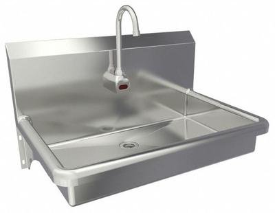 SANI-LAV Hands-Free Sink: 1 Stations, 5 in Bowl Dp, 27 in Bowl Lg, 16 1/2 in Bowl Wd - One-Station Wall-Mounted Hand Sinks with Faucets