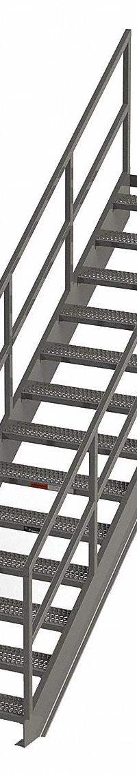APPROVED VENDOR Portable Stairs: 11.2 ft Overall Ht, Steel, 500 lb Load Capacity, Serrated, 13 Steps (MPN IS98-36). Key specifications — Color: Gray; Brand: APPROVED VENDOR.