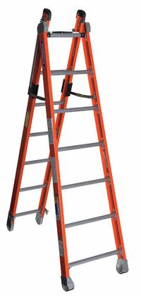 WERNER Combination Ladder: 2 Configurations, Fiberglass, 375 lb Load Capacity, 37 lb Wt, 12 ft (MPN 7807). Key specifications — Brand: WERNER; Included Features: V-Rung.