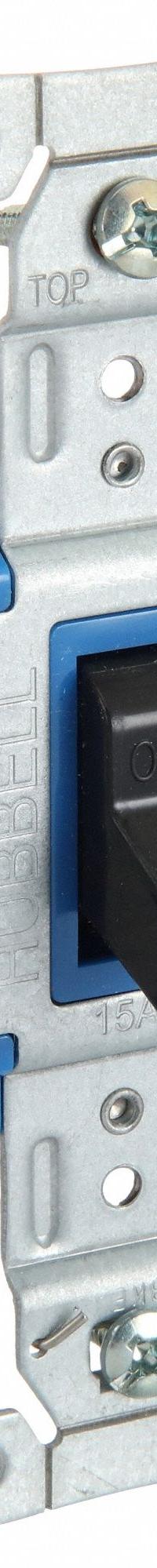 HUBBELL Wall Switch: Toggle Switch, Single Pole, Maintained, Black, 120/277V AC, 15 A (MPN SNAP1201PLBK). Key specifications — Illuminated: No; Voltage Rating: 120/277V AC.