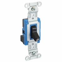 HUBBELL Wall Switch: Toggle Switch, Single Pole, Maintained, Black, 120/277V AC, 15 A (MPN SNAP1201PLBK). Key specifications — Illuminated: No; Voltage Rating: 120/277V AC.