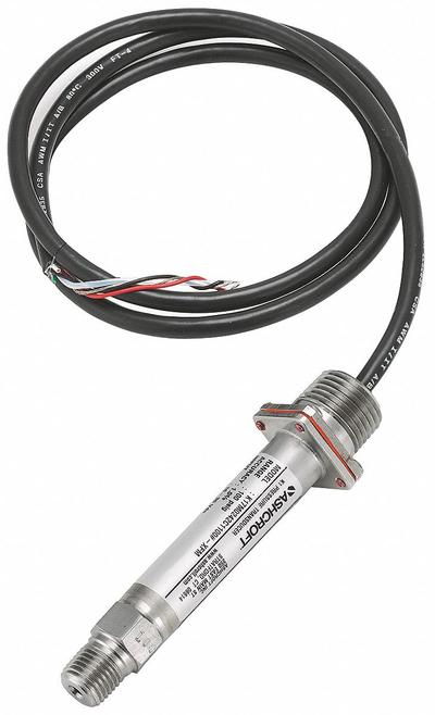 ASHCROFT Pressure Transmitter: 0 psi to 5,000 psi, 4 to 20mA DC, Cable & Wire Leads - Intrinsically Safe with Conduit Shielded Cable