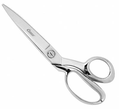 CLAUSS Fabric Shears: Right-Hand, 10 in Overall Lg, Straight, Steel, Pointed, Silver - All-Metal Offset Scissors