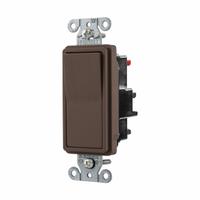 HUBBELL Wall Switch: Rocker Switch, Single Pole, Maintained, Brown, 120/277V AC, 20 A (MPN DS120ST). Key specifications — Illuminated: No; Voltage Rating: 120/277V AC.
