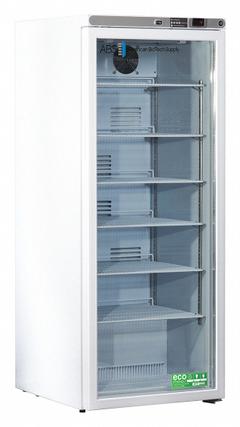 AMERICAN BIOTECH SUPPLY Lab Refrigerator: 10.5 cu ft, Upright, 2°C to 7°C, 26 1/2 in Overall Dp (MPN PH-ABT-HC-10PG). Key specifications — Door Opening Style: Right; Color: White; Alarm Type: Temperature; Manufacturer Part Number: PH-ABT-HC-10PG; Brand: AMERICAN BIOTECH SUPPLY; Product Type: Lab Refrigerator; Door Type: Swing Glass; Refrigerant Type: R-600a.