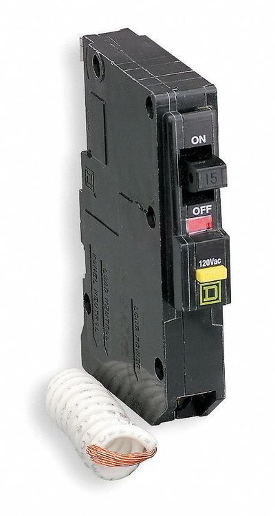 SQUARE D Miniature Circuit Breaker: 25 A, 120V AC, Single Phase, 10kA at 120V AC - QOB Series, Bolt-On Square D Miniature Circuit Breakers