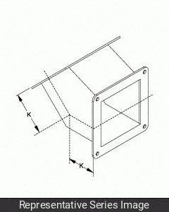 HAMMOND MANUFACTURING Wireway 45 Degree Elbow: 6 in Wd, 6 in Ht, Stainless Steel, Smooth Brushed (MPN 1487D4PSS). Key specifications — Brand: HAMMOND MANUFACTURING; Finish: Smooth Brushed; Material: Stainless Steel.