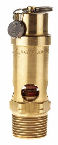 CONRADER Safety Valve: Soft Seat, 3/4 in (M)NPT Inlet (In.), 1/2 in (F)NPT Outlet (In.), Brass (MPN SRV530-3/4-CE-225). Key specifications — attr291993: Soft Seat; attr291998: Brass; attr292007: Silicone; attr292009: Brass; attr294753: CONRADER.