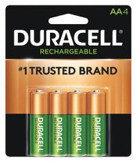 DURACELL Rechargeable Battery: AA Battery Size, Nickel-Metal Hydride, 1.2V DC, 4 PK (MPN DX1500R4). Key specifications — Battery Chemistry: Nickel-Metal Hydride; Voltage - Batteries: 1.2V DC; Brand: DURACELL.