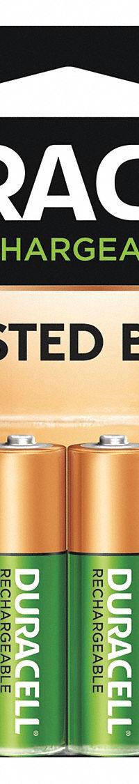 DURACELL Rechargeable Battery: AA Battery Size, Nickel-Metal Hydride, 1.2V DC, 4 PK (MPN DX1500R4). Key specifications — Battery Chemistry: Nickel-Metal Hydride; Voltage - Batteries: 1.2V DC; Brand: DURACELL.