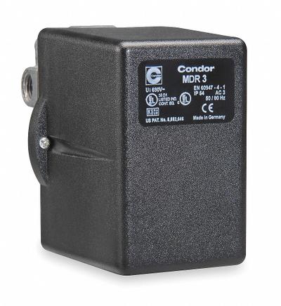 CONDOR USA, INC Pressure Switch: Std, 60 psi – 232 psi, (3) 1/4" FNPT/3/8" FNPT - General Purpose Air Compressor Switches