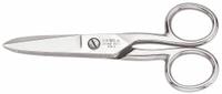 KLEIN TOOLS Electricians Stripping Scissor: Ambidextrous, 5 1/4 in Overall Lg, Straight, Steel (MPN 2100-5). Key specifications — attr308500: Steel; attr308502: Silver; attr308505: Ambidextrous; attr308522: Electrical and Heavy-Duty Use; attr324896: KLEIN TOOLS.