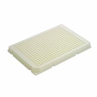 CAPLUGS 384-Well Microplates: Non-Sterile, 384 Wells, 0.112 mL, 85 mm Dia, Square, Polystyrene (MPN 2908221W10E1). Key specifications — Brand: CAPLUGS; Body Color: White; RNase/DNase Free: No; Well Shape: Square; Material: Polystyrene.