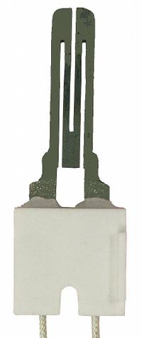 Hot Surface Igniter: OEM, Silicon Carbide, 8 in Lead Lg, 120V AC, Hardwired, Flat Tip (MPN IG4000). Key specifications — Electrical Connection Type: Hardwired; Manufacturer Part Number: IG4000; Brand: SUPCO; Input Voltage: 120V AC; Replacement for OEM Brands: Robertshaw.