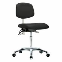 ESD/Cleanroom Task Chair: Vinyl, Armless, Ht Range 21 1/2 in to 29 in, 19 in Seat Wd, 18 in Seat Dp (MPN BR-NECR-MBCH-CR-T0-A0-NF-EC-ESDBLK). Key specifications — Foot Support: No; Back Tilt Backward: 13.5°; Back Tilt Forward: 10.5°; Base Material: Aluminum; Brand: APPROVED VENDOR; Product Type: Cleanroom Task Chair; Cleanroom Class: ISO 5; ESD-Safe: ESD-Safe.