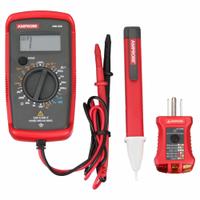 AMPROBE Digital Multimeter Clamp On Kit: Digital Multimeter/Receptacle Tester/Volt Detector (MPN PK-110). Key specifications — Digital Multimeter Instrument Counts: 1,999; Brand: AMPROBE.