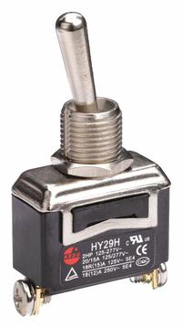 APPROVED VENDOR Toggle Switch: 2 Position, 2 Connections, SPST, Screw Terminals Connection (MPN 2VLN5). Key specifications — AC Contact Rating: 20 A @ 125 V; Switch Function Configuration: On/Off; Brand: APPROVED VENDOR; Series: HY29; Horsepower: 2 hp.