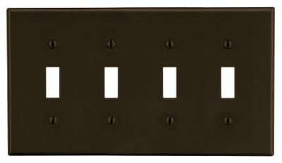 HUBBELL Wall Plate: Toggle, 4 Gang, Brown - General Purpose Wall Plates