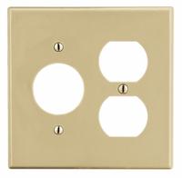 HUBBELL Wall Plate: Combo, 2 Gang, Ivory, Std Size (MPN P78I). Key specifications — Brand: HUBBELL; Material: Polycarbonate.